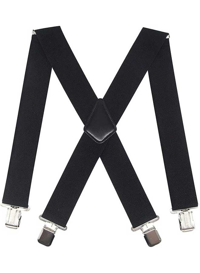 HOME-MART Suspenders for men, HOME-MART 50mm Extra Wide Heavy Duty 4 Buckles Stripe X Back Elastic Adjustable Suspenders Strong Metal Clips Heavy Duty Men Braces Suspender (50MM)