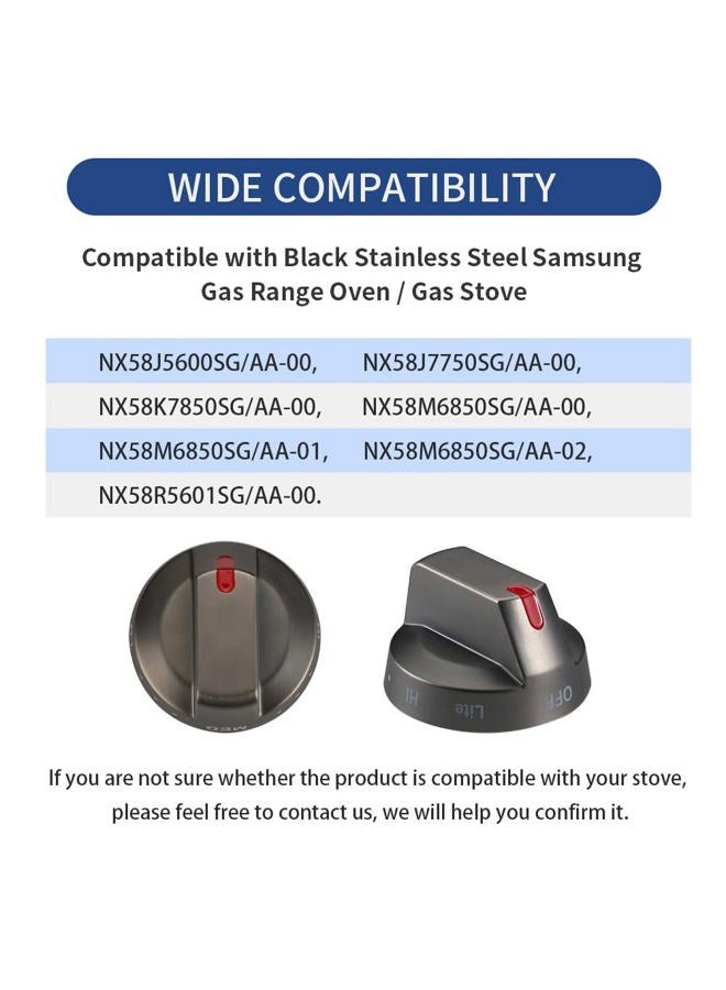 KOZHOM [Upgraded] DG64-00473B Samsung Stove Knob Black Stainless Steel, Top Burner Control Dial Knob, Oven Knob Replacement Part for Samsung Gas Range Oven Stove NX58J5600SG, NX58J7750SG, NX58K7850SG, 2 Pcs - Image 5