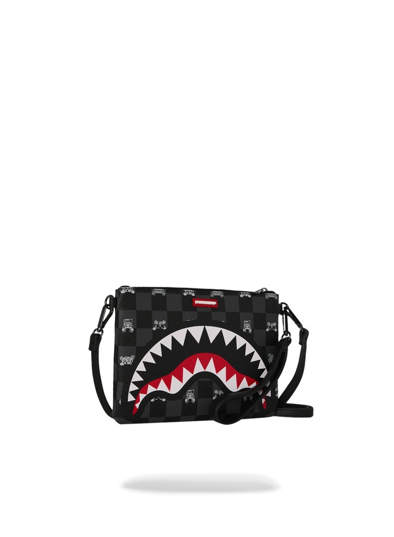 SPRAYGROUND GRAY PEEKING CHARACTER CHECK CROSSOVER CLUTCH - Image 2