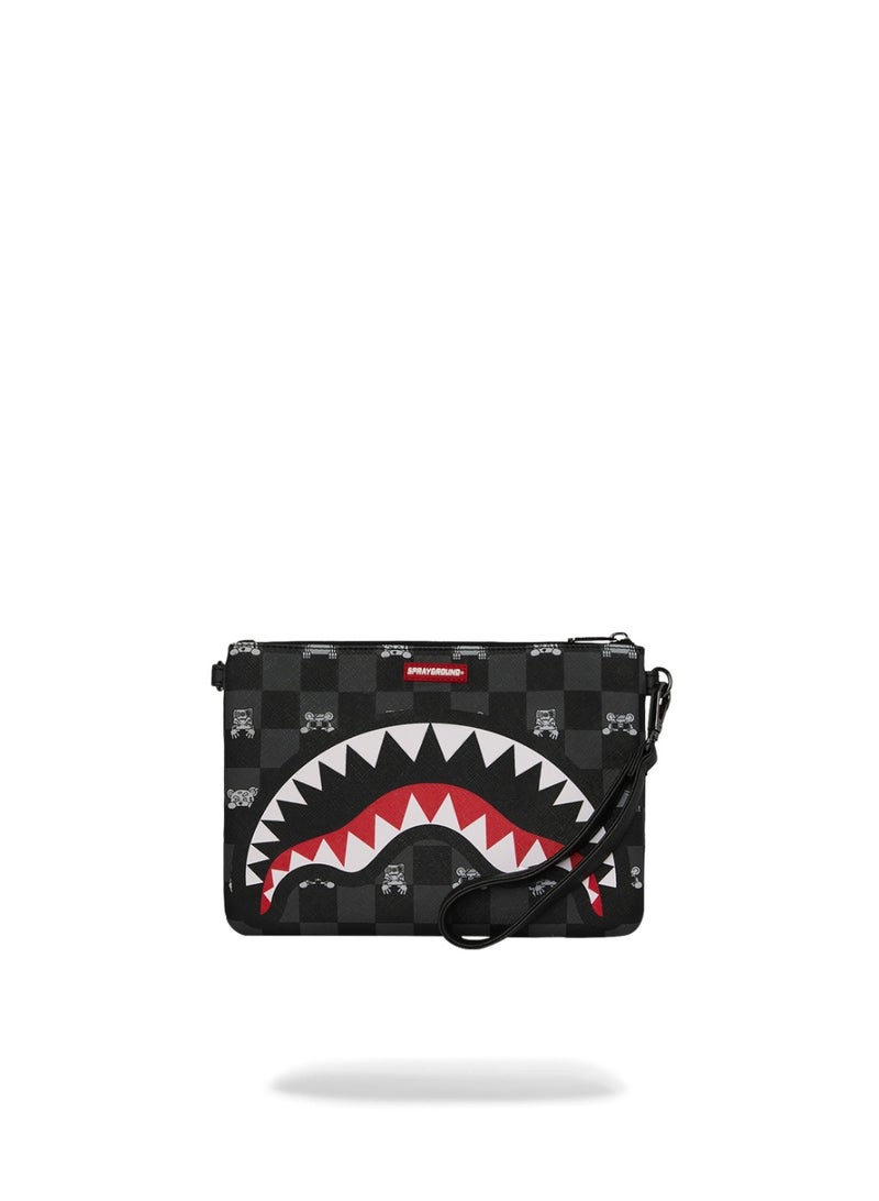 SPRAYGROUND GRAY PEEKING CHARACTER CHECK CROSSOVER CLUTCH - Image 3