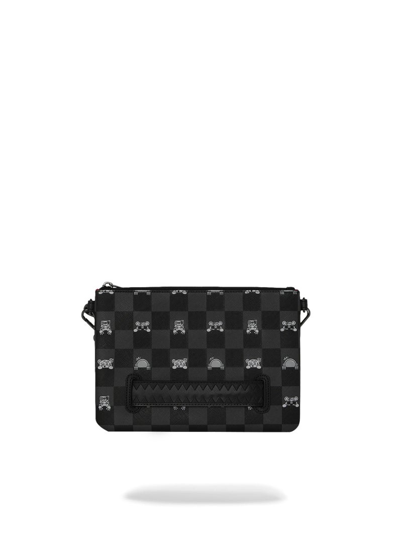 SPRAYGROUND GRAY PEEKING CHARACTER CHECK CROSSOVER CLUTCH - Image 4