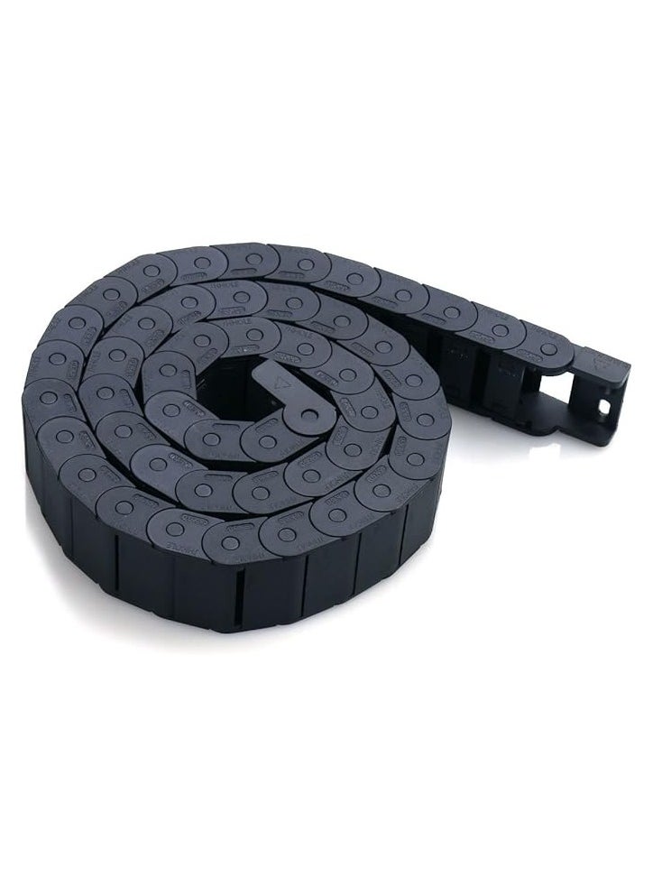 The White Shop Black Plastic Flexible Nested Semi Closed Drag Chain Cable Wire Carrier 1M 15mm x 30mm for Electrical Machines  - Image 1