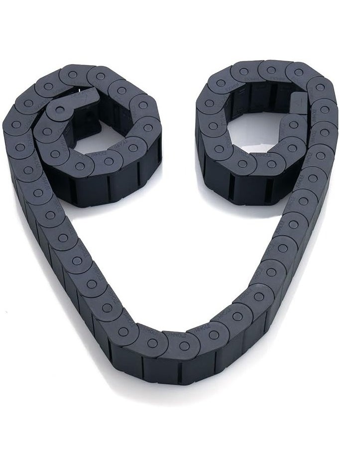 The White Shop Black Plastic Flexible Nested Semi Closed Drag Chain Cable Wire Carrier 1M 15mm x 30mm for Electrical Machines  - Image 2