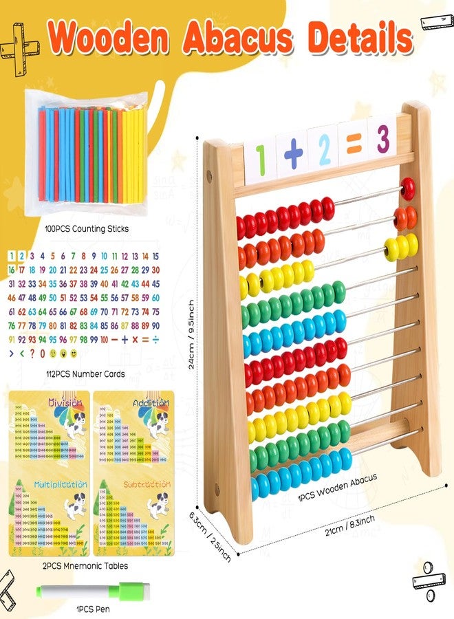 RECEKA Store Wooden Abacus for Kids Math Game for Kids 5-7 Abacus Counters Counting Toys - Image 2