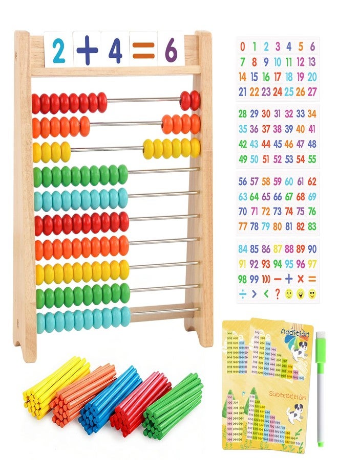 RECEKA Store Wooden Abacus for Kids Math Game for Kids 5-7 Abacus Counters Counting Toys - Image 1