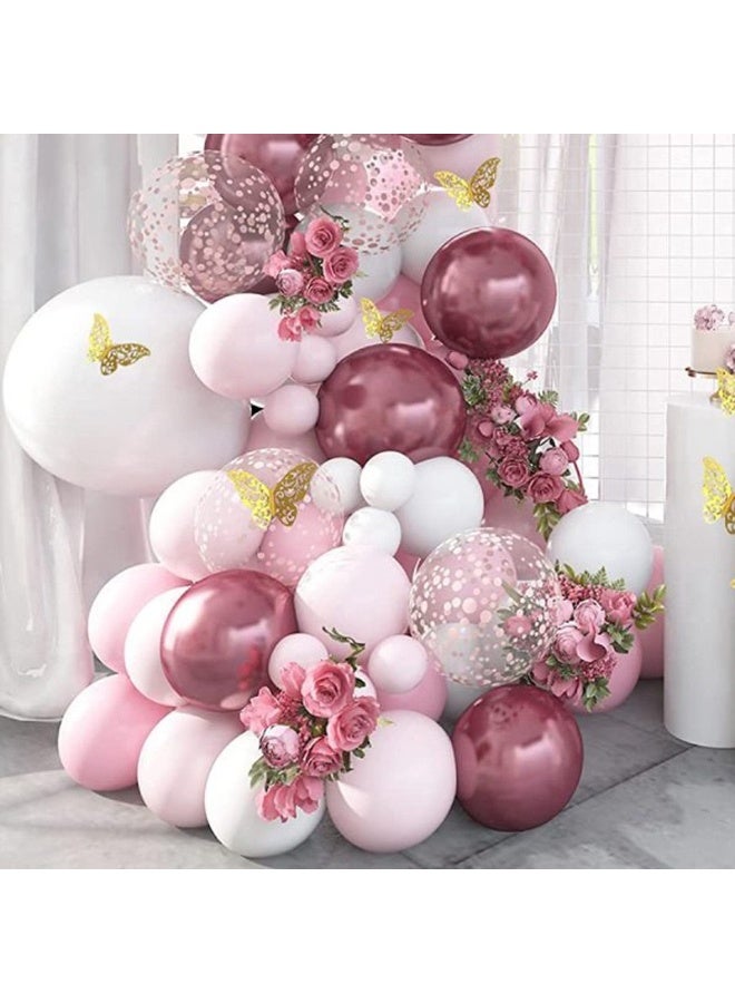 Prime Choice 118PCS Butterfly Metallic Pink Balloons Garland Arch Kit, Butterfly Stickers Baby Pink White Confetti Balloons, for Women Girls Birthday Shower Wedding Party Background Decorations - Image 4