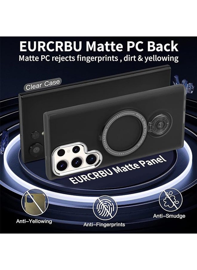 Generic - Compatible with Magnetic Samsung Galaxy S23 Ultra Case with 360 Rotation Magnetic Invisible Stand Compatible with MagSafe, Translucent Matte Backfor Samsung Galaxy S23 Ultra (2023) 6.8" Cover-Black - Image 1