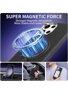Generic Compatible with Magnetic Samsung Galaxy S23 Ultra Case with 360 Rotation Magnetic Invisible Stand Compatible with MagSafe, Translucent Matte Backfor Samsung Galaxy S23 Ultra (2023) 6.8" Cover-Black  - Image 4