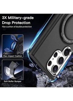 Generic Compatible with Magnetic Samsung Galaxy S23 Ultra Case with 360 Rotation Magnetic Invisible Stand Compatible with MagSafe, Translucent Matte Backfor Samsung Galaxy S23 Ultra (2023) 6.8" Cover-Black  - Image 3