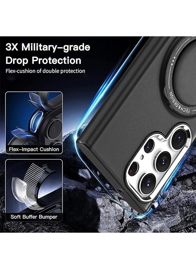 Generic - Compatible with Magnetic Samsung Galaxy S23 Ultra Case with 360 Rotation Magnetic Invisible Stand Compatible with MagSafe, Translucent Matte Backfor Samsung Galaxy S23 Ultra (2023) 6.8" Cover-Black - Image 1