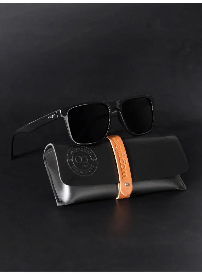 Woggles Black Polarized Square Sunglasses