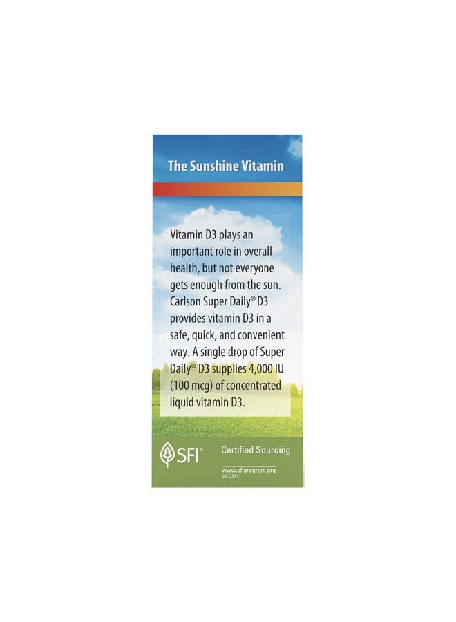 Carlson كارلسون - سوبر ديلي دي3 4,000 وحدة دولية (100 ميكروغرام) لكل قطرة، قطرات فيتامين د، فيتامين د3 سائل، بدون نكهة، 90 قطرة (2.54 مل) - Image 4