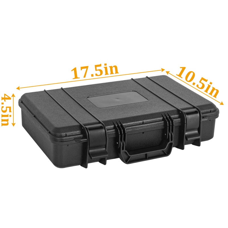 TORIBIO 17.5 inch HardShell Carrying Case,Water-resistant & Storage Box with Customizable Foam,Portable Protective Box for Microphone,Recorder,Electronics,Tools,Cameras,Equipment and More,17.5" x 10.5" x 4.5" - Image 2