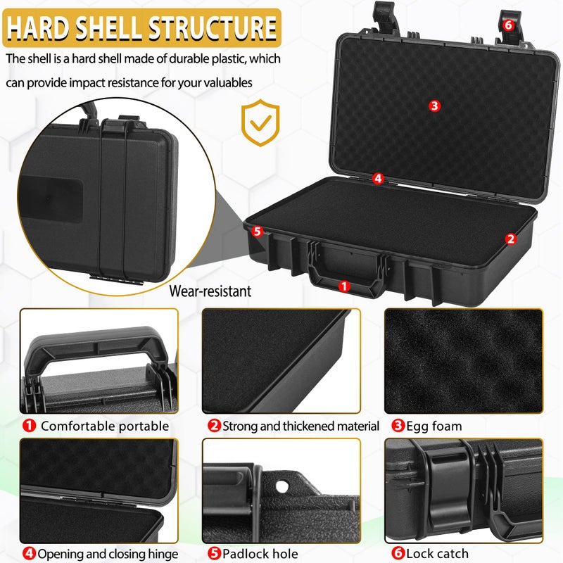 TORIBIO 17.5 inch HardShell Carrying Case,Water-resistant & Storage Box with Customizable Foam,Portable Protective Box for Microphone,Recorder,Electronics,Tools,Cameras,Equipment and More,17.5" x 10.5" x 4.5" - Image 5
