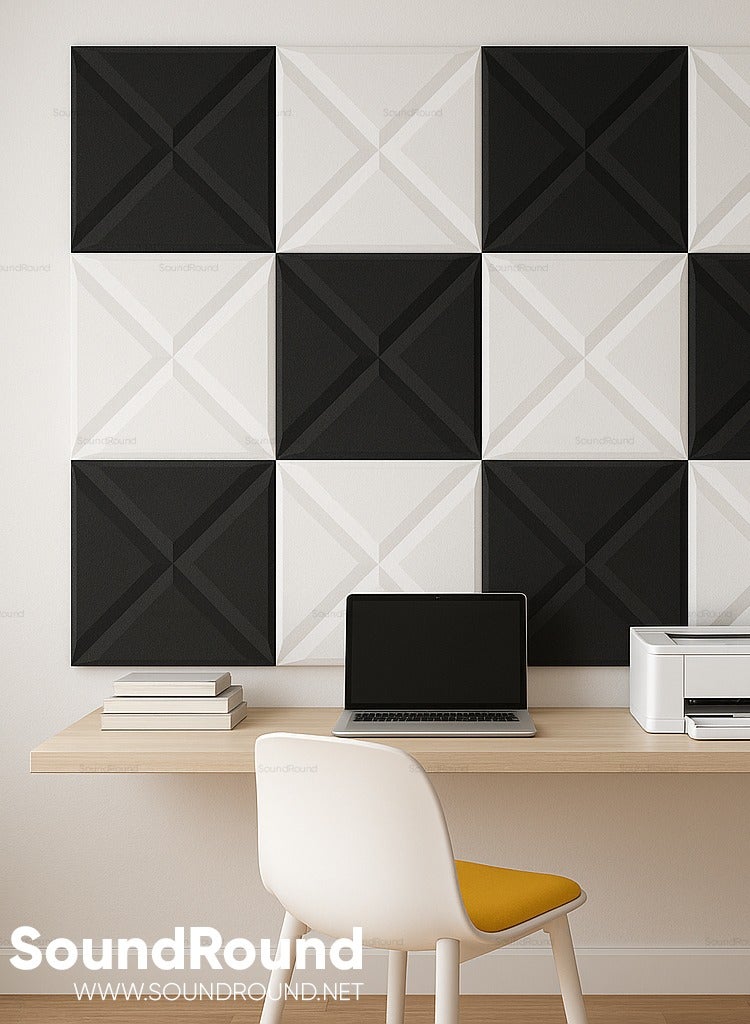 ساوند راوند ألواح الفوم الصوتي SoundRound مقاس 12×12×1 بوصة – عزل صوت احترافي بتصميم جيومتريك – للتحكم في الصدى ومعالجة السينما المنزلية – ألواح عالية الكثافة – 12 قطعة - لون اصفر - Image 3