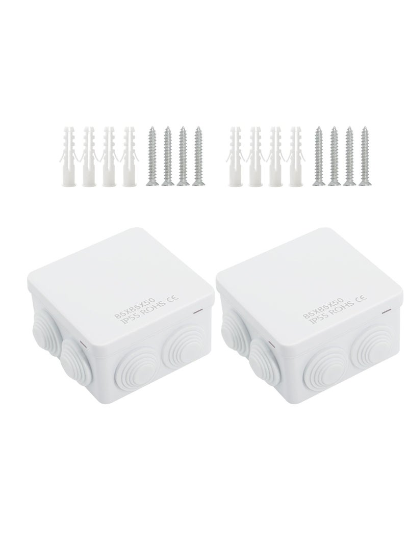 Excefore Junction Box, 2 Pcs ABS Plastic IP55 Waterproof and Dustproof, Universal Electrical Enclosure, Outdoor and Indoor Project Box, Outlet Box Durable Outdoor Electrical Gang Box (3.4 x 3.4 x 2 inch) - Image 1