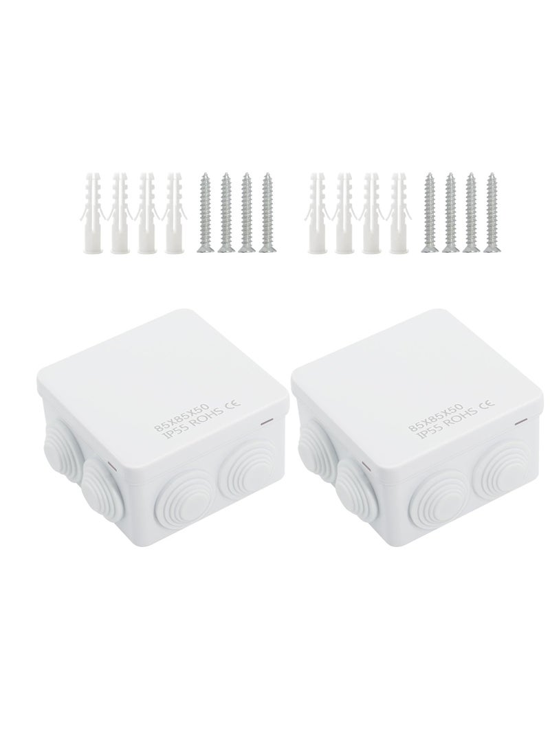Excefore - Junction Box, 2 Pcs ABS Plastic IP55 Waterproof and Dustproof, Universal Electrical Enclosure, Outdoor and Indoor Project Box, Outlet Box Durable Outdoor Electrical Gang Box (3.4 x 3.4 x 2 inch) - Image 1