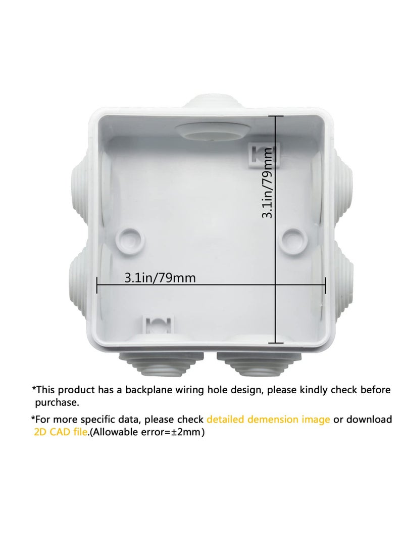 Excefore - Junction Box, 2 Pcs ABS Plastic IP55 Waterproof and Dustproof, Universal Electrical Enclosure, Outdoor and Indoor Project Box, Outlet Box Durable Outdoor Electrical Gang Box (3.4 x 3.4 x 2 inch) - Image 1