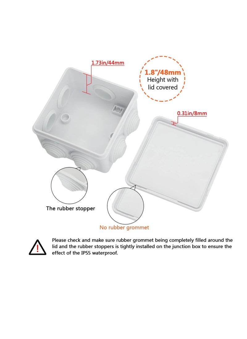 Excefore - Junction Box, 2 Pcs ABS Plastic IP55 Waterproof and Dustproof, Universal Electrical Enclosure, Outdoor and Indoor Project Box, Outlet Box Durable Outdoor Electrical Gang Box (3.4 x 3.4 x 2 inch) - Image 1