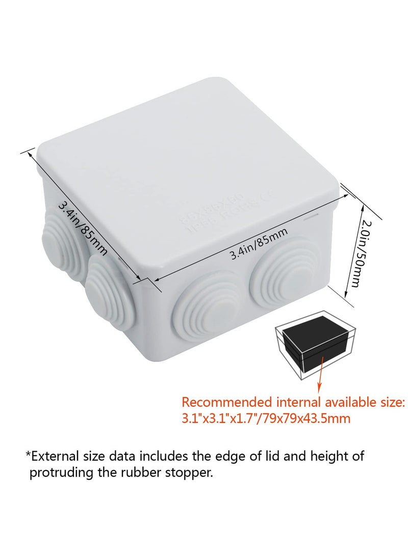 Excefore - Junction Box, 2 Pcs ABS Plastic IP55 Waterproof and Dustproof, Universal Electrical Enclosure, Outdoor and Indoor Project Box, Outlet Box Durable Outdoor Electrical Gang Box (3.4 x 3.4 x 2 inch) - Image 1