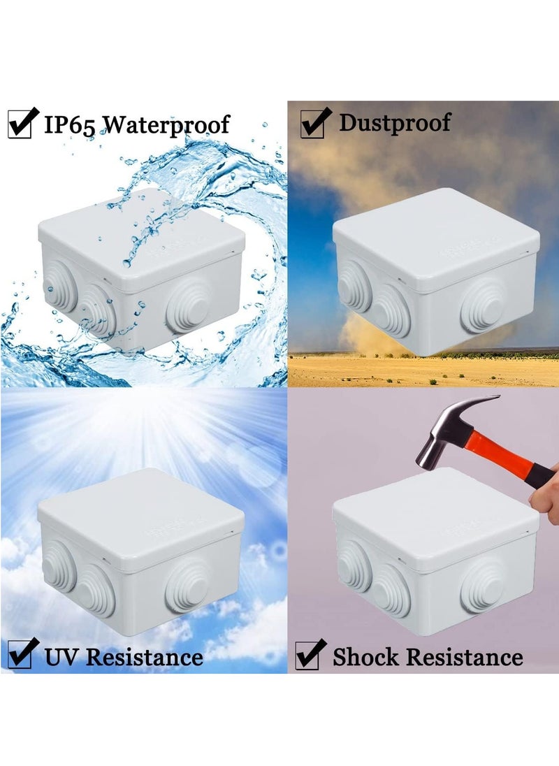 Excefore - Junction Box, 2 Pcs ABS Plastic IP55 Waterproof and Dustproof, Universal Electrical Enclosure, Outdoor and Indoor Project Box, Outlet Box Durable Outdoor Electrical Gang Box (3.4 x 3.4 x 2 inch) - Image 1