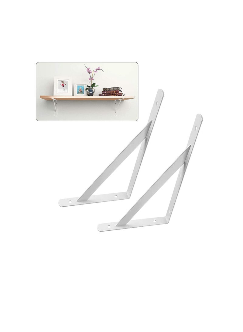 Heavy Duty One Pair Shelf Brackets 9" x 12", Floating Shelves Tripod Triangle Shelf L Brackets, 90 Degree Angle Wall Mounted Shelf Supporter Bracket Frame  - Image 3
