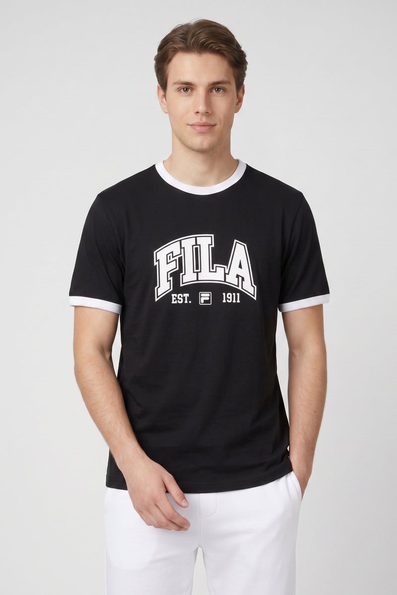 FILA Men Sportswear Fit Short Sleeve Outdoor T-Shirt, Black - Image 1