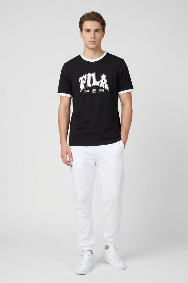 FILA Men Sportswear Fit Short Sleeve Outdoor T-Shirt, Black - Image 2