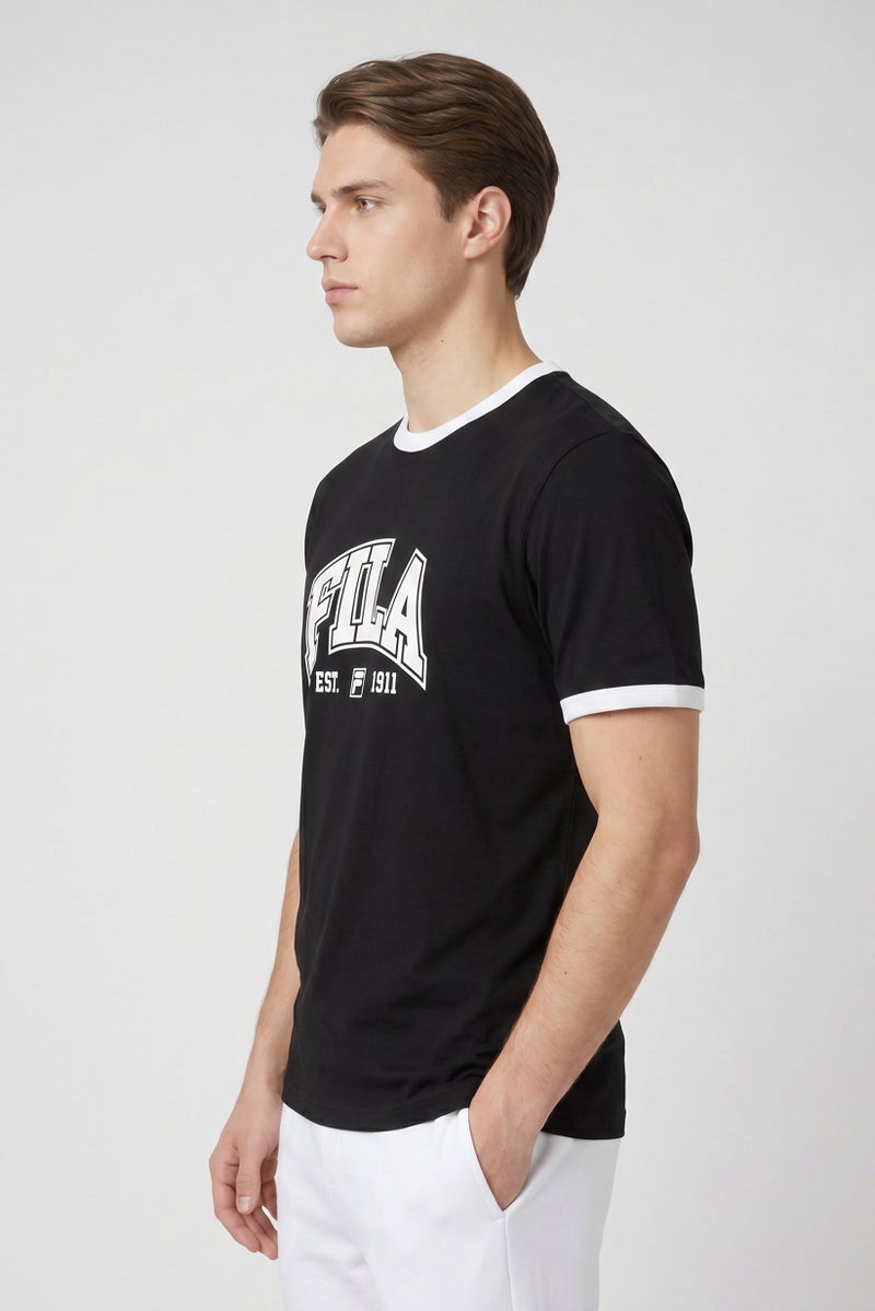 FILA Men Sportswear Fit Short Sleeve Outdoor T-Shirt, Black - Image 3