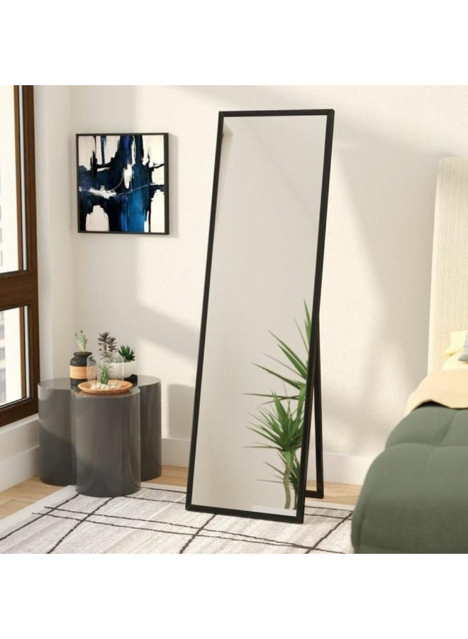 Modern and contemporary rectangular floor mirrors with black steel frame