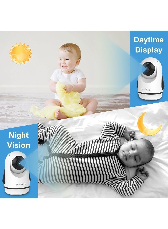 HelloBaby Video Baby Monitor with 2 Cameras and 5 Inch Split Screen Display, Remote Control Cameras with Night Vision and Temperature Monitoring - Image 5
