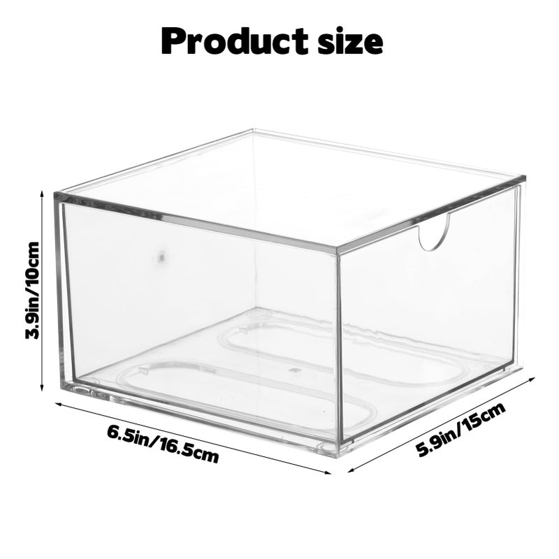 Rainmae Disposable Face Towel Holder, Face Towel Storage Box Bin, Stackable Clear Makeup Organizer with Drawer for Clean Skin Club Face XL Towels Holder for Vanity Bathroom and Makeup Organization - Image 2