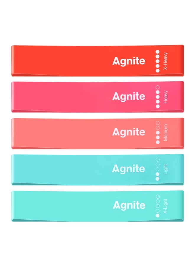 Agnite Resistance Loop Bands Set, Exercise bands Set of 5 Rubber Latex Resistance Band with 5 Different Resistance Levels - Image 1