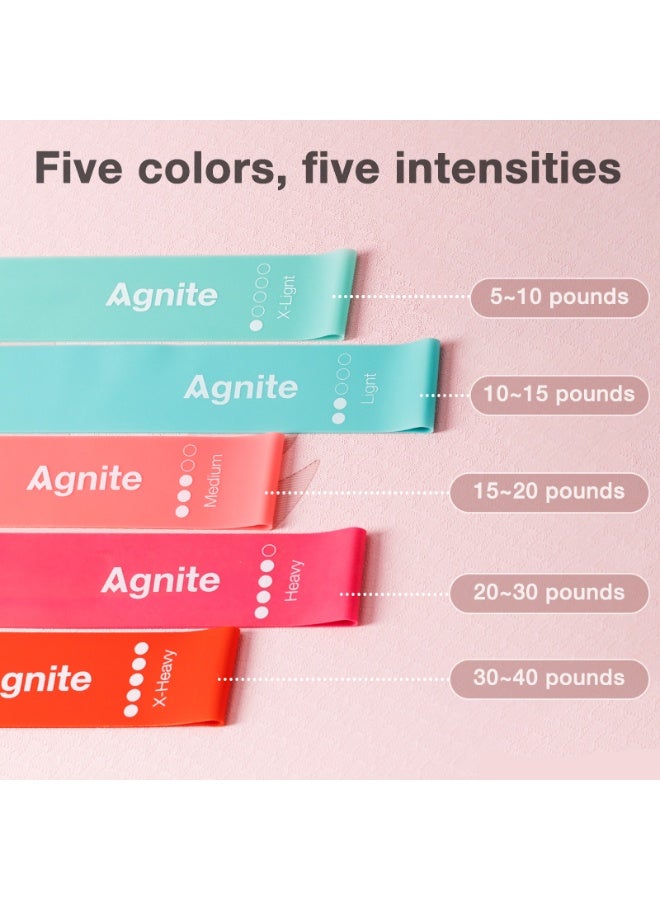 Agnite Resistance Loop Bands Set, Exercise bands Set of 5 Rubber Latex Resistance Band with 5 Different Resistance Levels - Image 2
