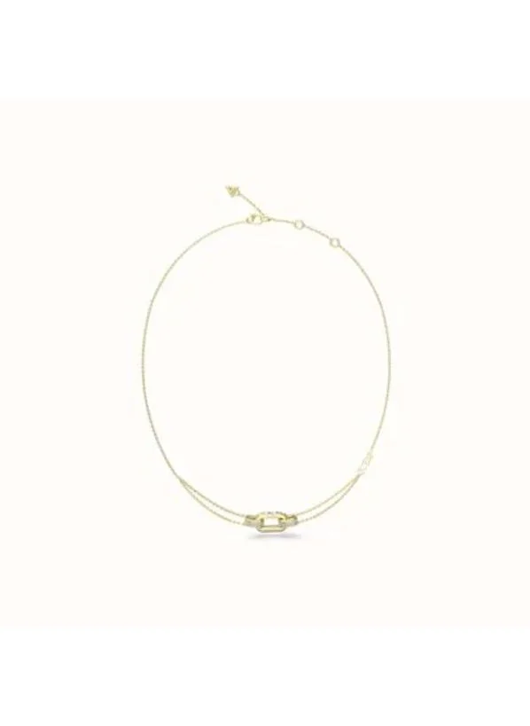 جس Matelasse & Pave Dbl Chain Short Necklace