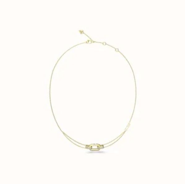 GUESS Matelasse & Pave Dbl Chain Short Necklace 