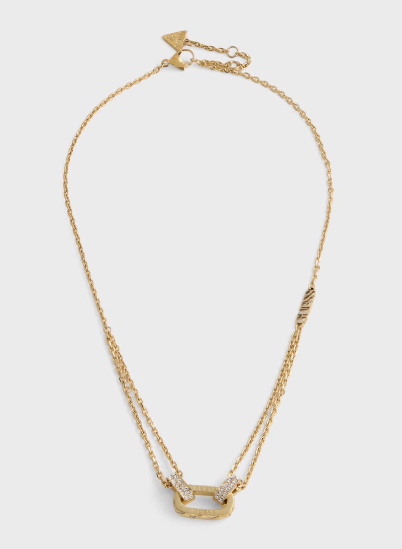 GUESS Matelasse & Pave Dbl Chain Short Necklace  - Image 1