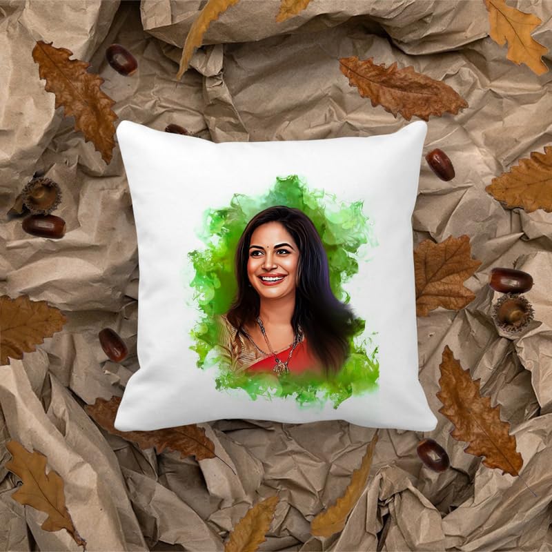 Jadoun JADOUN Customised Digital Smock Oil Painting Pillow Gift for Anniversary Birthday Wife Husband Sister Brother Gift for Someone Model3112x12Inches  - Image 2