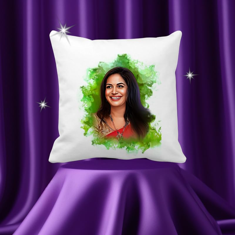 Jadoun JADOUN Customised Digital Smock Oil Painting Pillow Gift for Anniversary Birthday Wife Husband Sister Brother Gift for Someone Model3112x12Inches  - Image 5