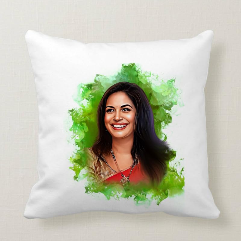 Jadoun JADOUN Customised Digital Smock Oil Painting Pillow Gift for Anniversary Birthday Wife Husband Sister Brother Gift for Someone Model3112x12Inches  - Image 1