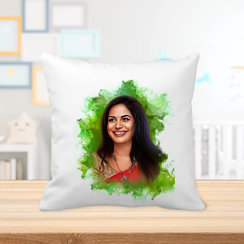 Jadoun JADOUN Customised Digital Smock Oil Painting Pillow Gift for Anniversary Birthday Wife Husband Sister Brother Gift for Someone Model3112x12Inches  - Image 4