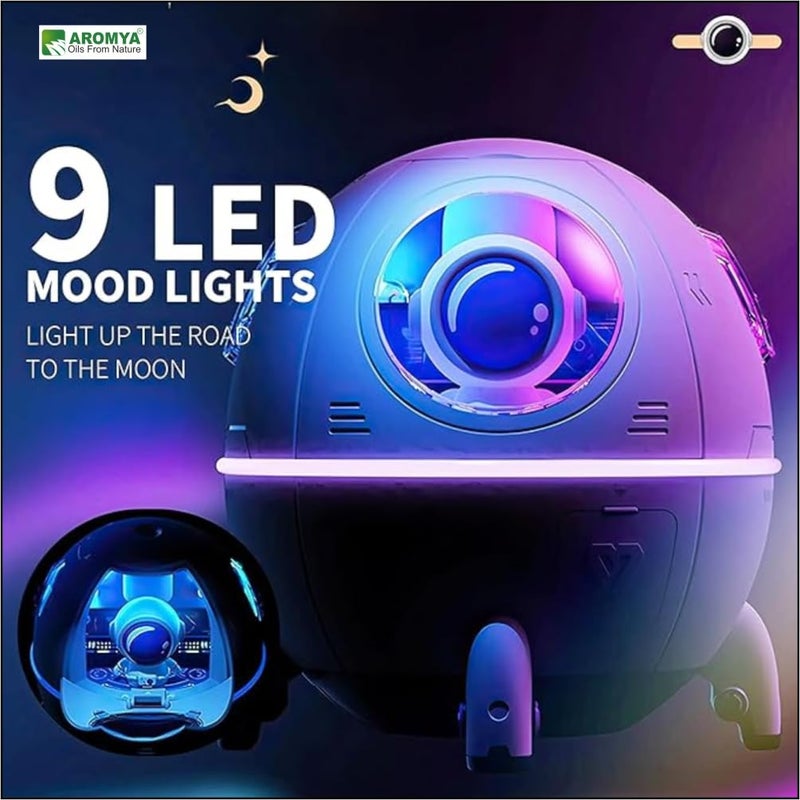 Aromya - oils from nature Aromya oils from nature Space Capsule Humidifier Colourful Lights Humidifier Diffuser for Car Bedroom Essentials Car Scent Diffuser Astronaut Night Light Mini Humidifier Purple - Image 3