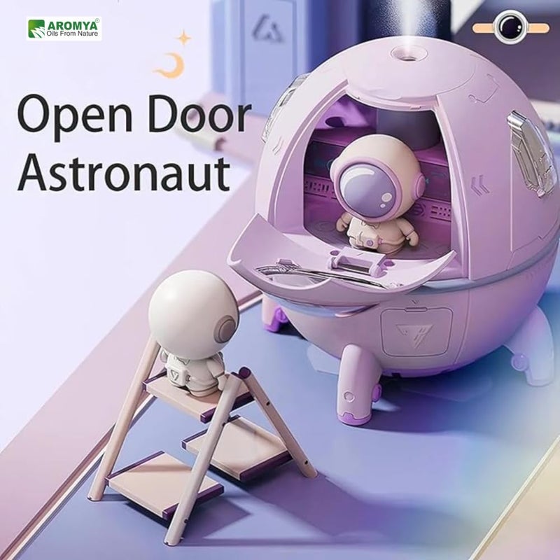 Aromya - oils from nature Aromya oils from nature Space Capsule Humidifier Colourful Lights Humidifier Diffuser for Car Bedroom Essentials Car Scent Diffuser Astronaut Night Light Mini Humidifier Purple - Image 2