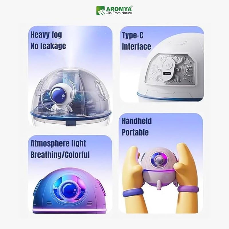 Aromya - oils from nature Aromya oils from nature Space Capsule Humidifier Colourful Lights Humidifier Diffuser for Car Bedroom Essentials Car Scent Diffuser Astronaut Night Light Mini Humidifier Purple - Image 4