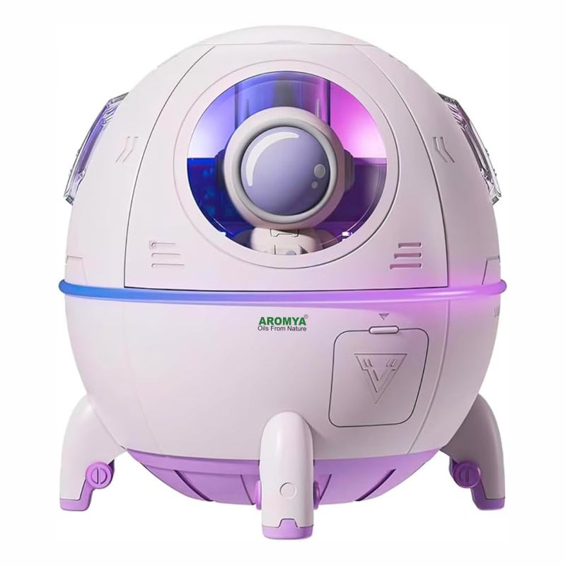 Aromya - oils from nature Aromya oils from nature Space Capsule Humidifier Colourful Lights Humidifier Diffuser for Car Bedroom Essentials Car Scent Diffuser Astronaut Night Light Mini Humidifier Purple - Image 1