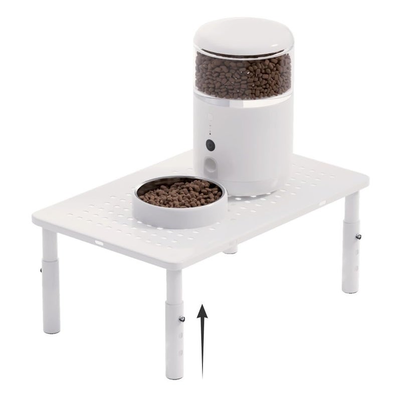 WSOWX â€ŒAdjustable Automatic Cat Feeder Stand - Non-Slip Elevated Holder for Cats/Puppies, Fits Most Automatic Feeders & Water Dispensers, White(Holder ONLY) - Image 1