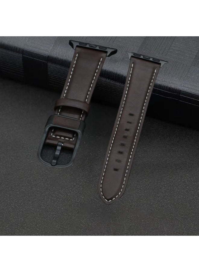 سوار جلدي متوافق مع ساعة أبل ألترا مقاسات 49 مم، 46 مم، 45 مم، 44 مم، 42 مم، سوار من الجلد الطبيعي بمشبك مغناطيسي لساعات أبل ألترا، إس إي، 2، سلسلة 8، 7، 6، 5، 4، 3، 2، 1 للرجال