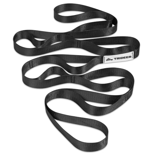 Trideer Stretching Strap Yoga Strap Physical Therapy for Home Workout, Exercise, Pilates and Gymnastics, 10 Loops Non-Elastic Stretch Bands with Aesthetic Packaging for Women & Men (Black) - Image 1