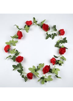 Generic 1 x 5 pcs Large 10-Head Rose Artificial Vine Garland Bright red 