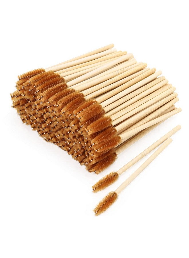 Tbestmax 150 Disposable Mascara Wands Eyelash Brush Spoolies For Eye Lash Extension Eyebrow Bamboo Stick Brown  - Image 1